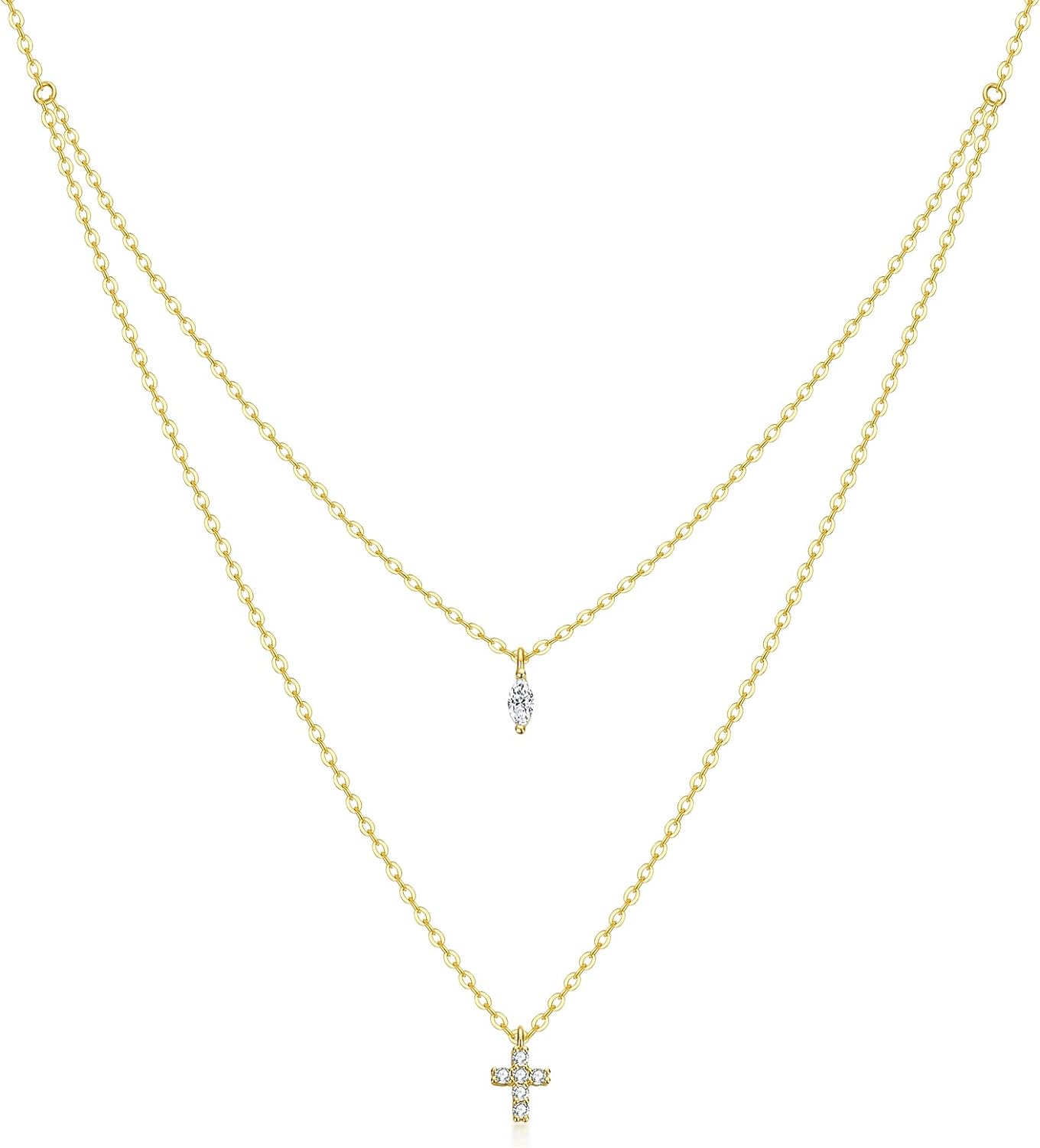 craboua Cross Dainty Layered Necklace Jewelry Gifts for Mother's Day 18K Gold Plated Tiny Cute Cross Faith Pendant Necklaces for women, Gifts for new Mother New Mom Grandma