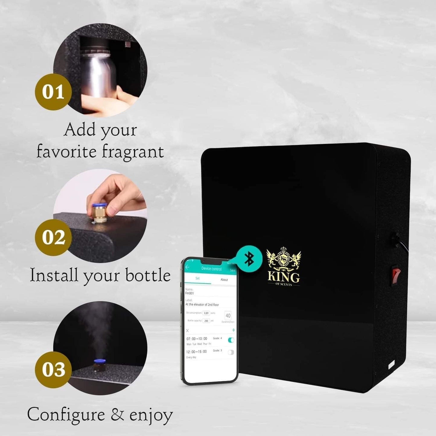 King Of Scents Essential Oil Diffuser, Nebulizing Diffusion System, Heat-Free System for Home or Commercial Use, Covers up to 5,000 Square feet !