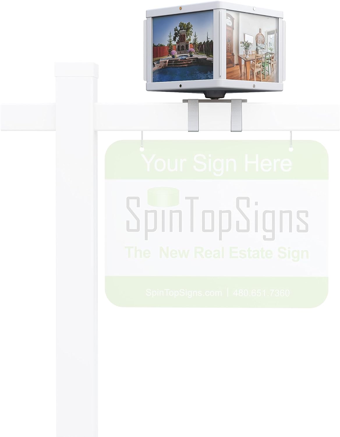 SpinTopSign Square Spinning Real Estate Sign, Holds Pictures, Ideal for Open House Signs for Real Estate, Retail Stores Great for Real Estate Agents and Business Owners