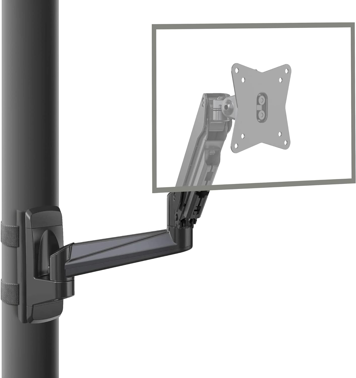 CondoMounts CLMMMAB2022 Full Motion Pillar Monitor Mount | WorkBench Monitor Mount | Pallet Rack | NO Drill | GAS Spring Arm with VESA Plate | Pillar Mount | Holds 18lbs | Up to 32-in. Monito