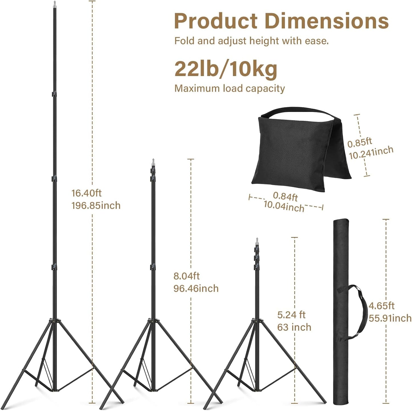 16.4' Heavy Duty Light Stand Photography, Sdfghj 16.4ft/197inch Spring Cushioned Tall Sky High Tripod for Video Camera Filming Sports Games Photography, Soft Boxes, Speed Light, Strobe, Umbrellas