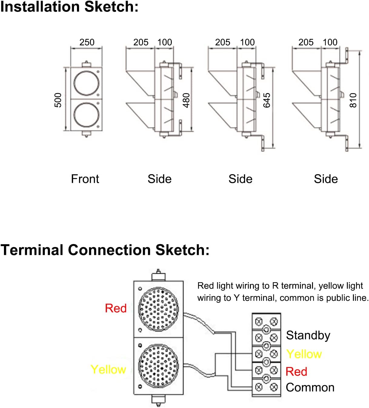 BBMi AC85-265V Red/Yellow 200mm(8inch) Traffic Light, Stop and Go Light, Led Traffic Signal Light, PC Housing Outdoor Waterproof IP65 Industrial,