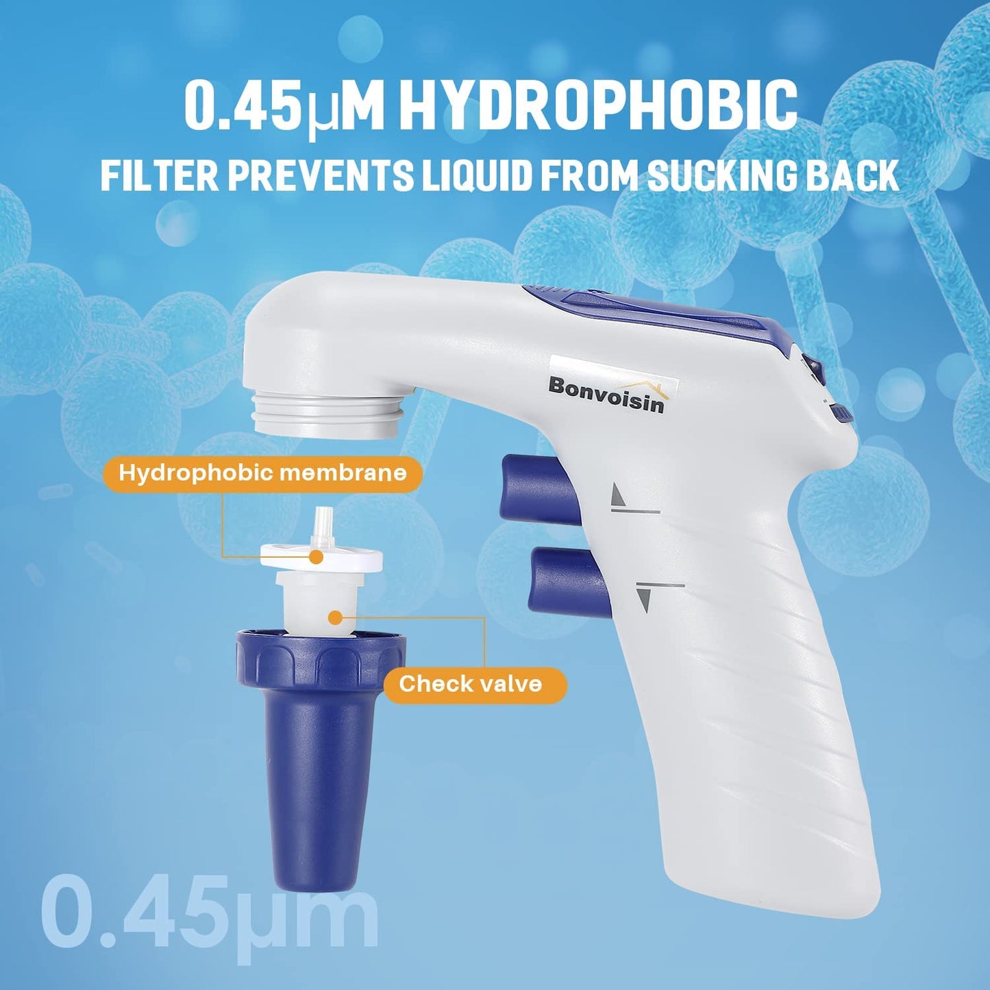 Bonvoisin Electric Pipette Controller 0.1-100ml Pipetor Automatic Motorized Pipette Filler for Biochemical Lab Speed Adjustable (Electric Pipettor)