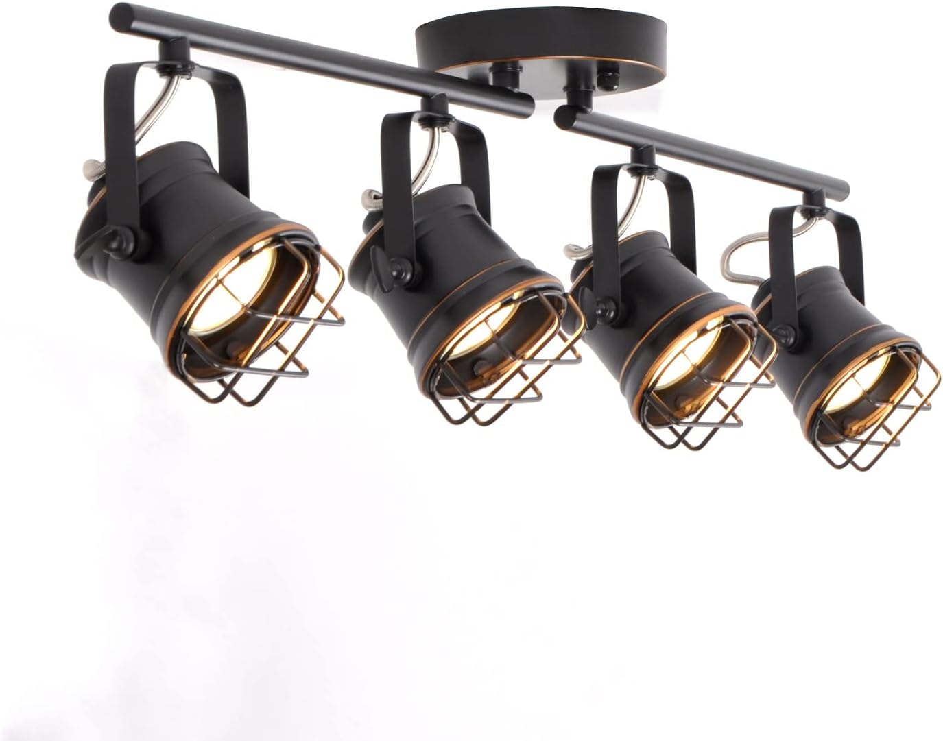 Lcaoful Track Lighting Fixtures Ceiling Spot LightFoldable and Abjustable Brozne Track Lighting Kits with Flexibly Rotatable Light Head for Accent Decorative Lighting for Kitchen, Dining Room (Oil-Rubb