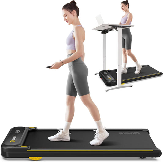 UREVO Under Desk Treadmill, Walking Pad for Home/Office, Portable Walking Treadmill 2.25HP, Walking Jogging Machine with 265 lbs Weight Capacity Remote Control LED Display (Obsidian, O