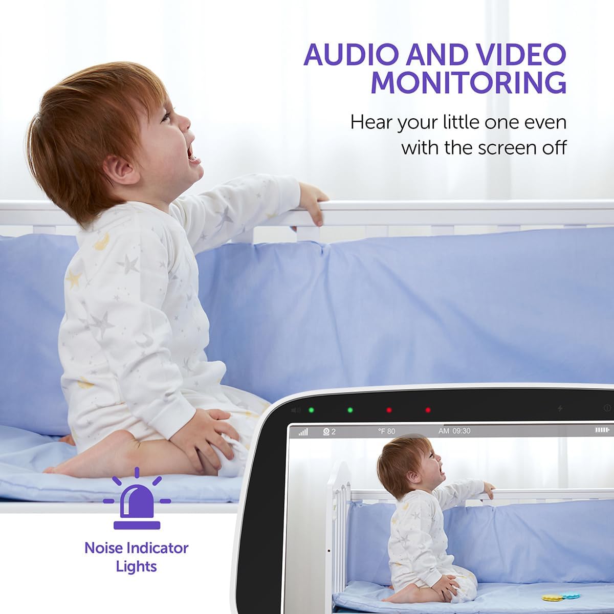 Hipp Baby Monitor, 5" 720P Video Baby Monitor with Pan-Tilt-Zoom Camera, Audio and Visual Monitoring, Infrared Night Vision and Thermal Monitor2-Way Talk, 900ft Range, 4500mAh Recharg