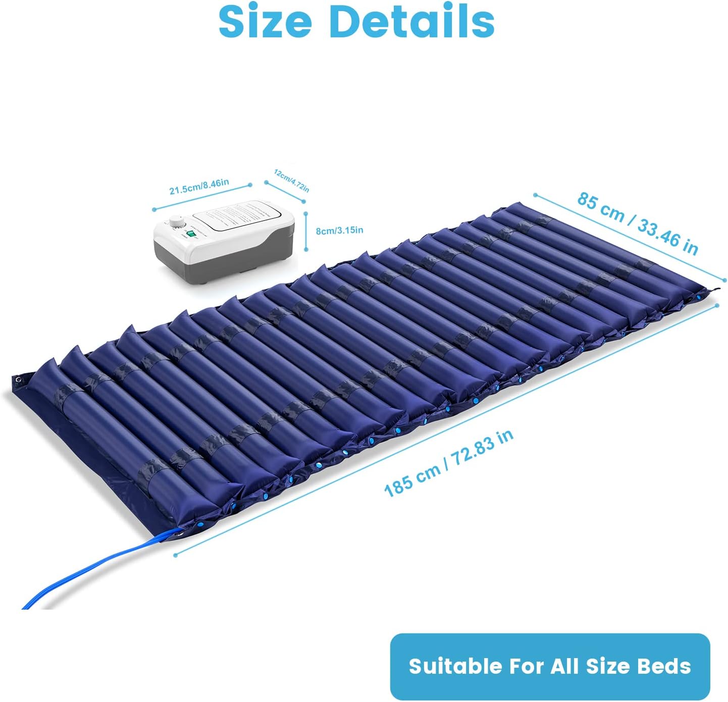 HITHINKMED Alternating Air Pressure Mattress with CPR Type, Low Air Loss Mattress Includes Ultra Quiet Pump,Hospital Bed Air Mattress Pressure Pads for Bed Sores Ulcer, Active Air Extraction Mattress