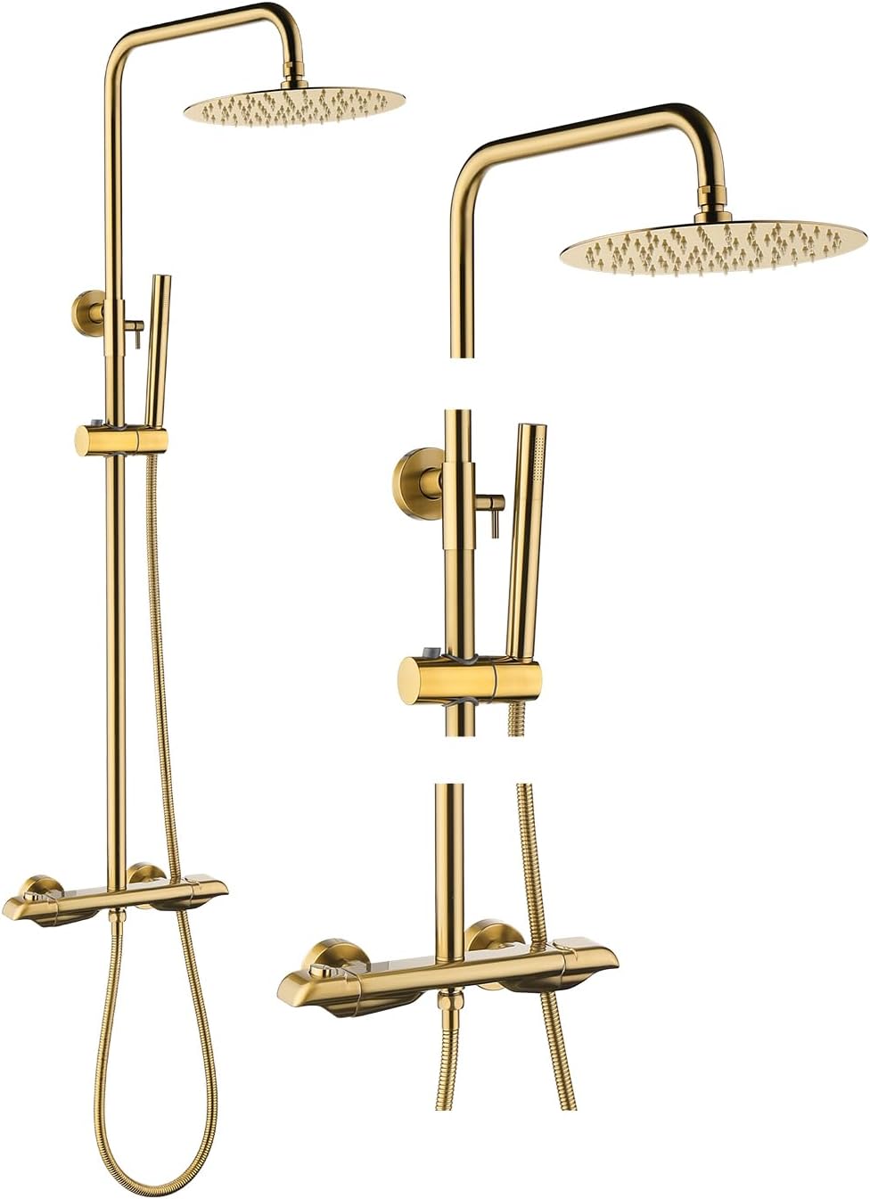 QISHENG Thermostatic Exposed Gold Shower System Wall-mounted Exposed Shower System Exposed Shower Faucets Sets