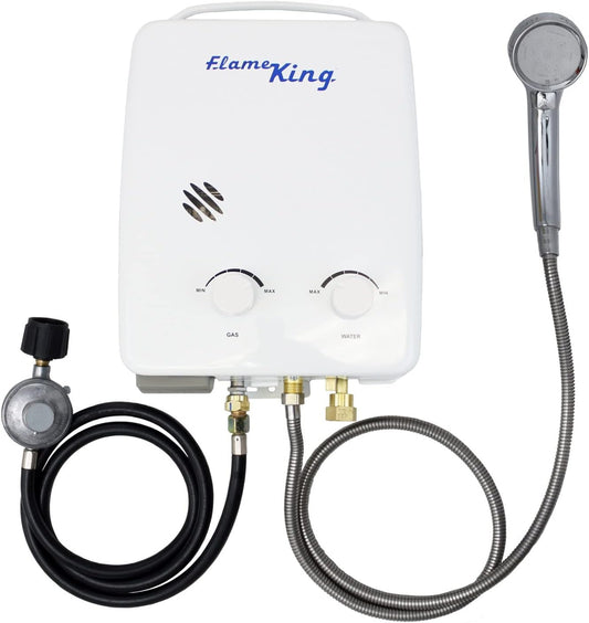 Flame King YSNAZ132 Portable Tankless Water Heater Propane Gas 5L 1.32GPM at 34,000 BTU, Outdoor Instant Hot Water Sho