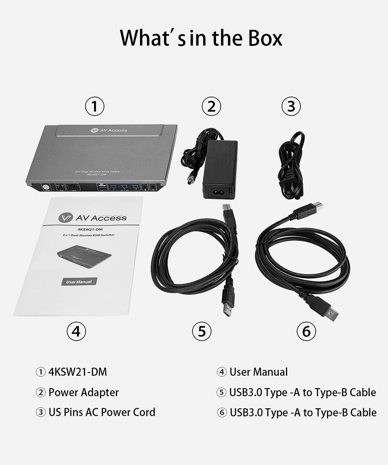 Advanced Dual Monitor KVM Switch by AV Access: 4K@60Hz, 2K@144Hz, 1080P@240Hz - Seamlessly Switch Between 2 Computers, USB 3.0 Connectivity