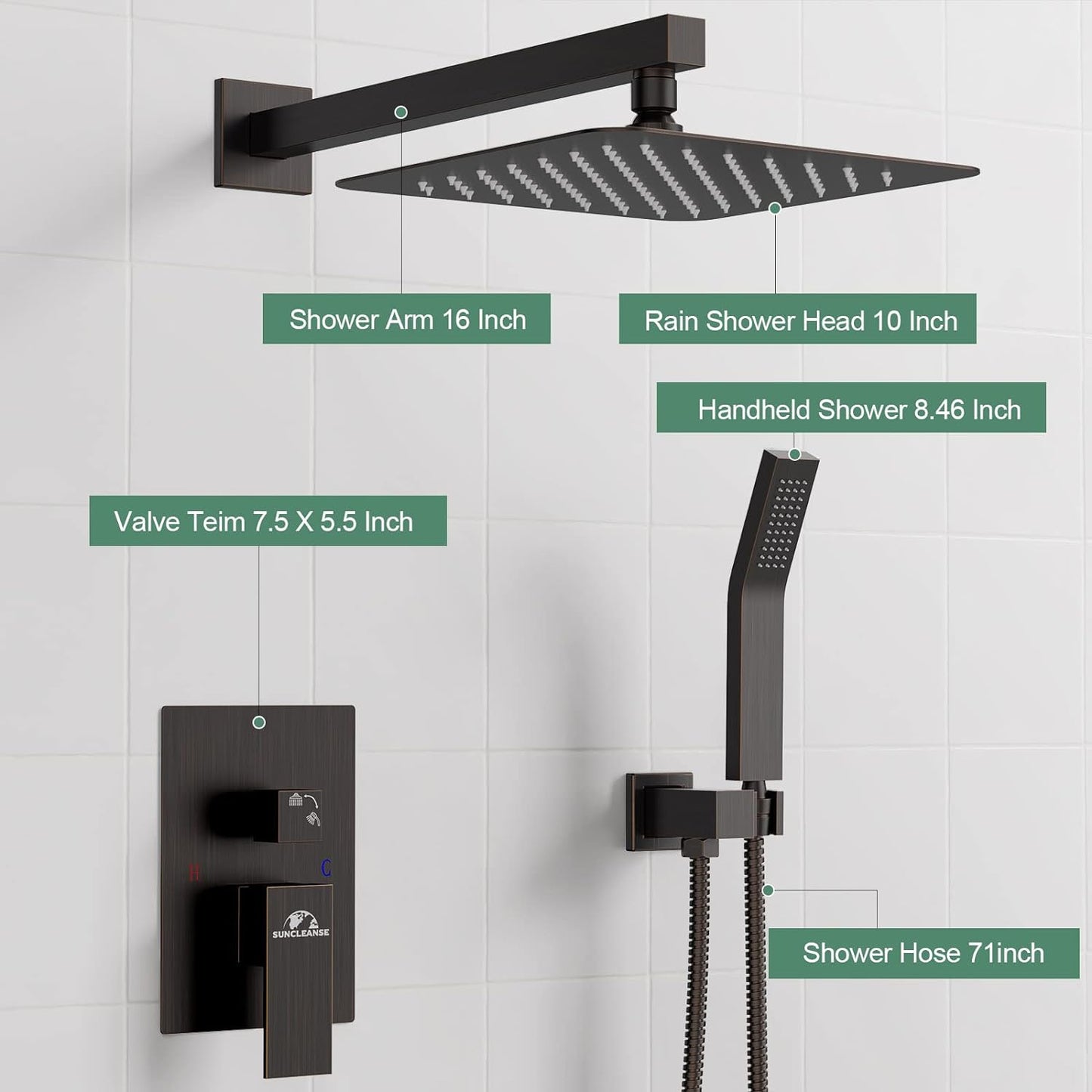 Rain Shower Faucet System Set: Rainfall Shower Faucets Sets Complete Shower Combo Set, Wall Mounted Modern Luxury Shower Systems with Rain Shower and