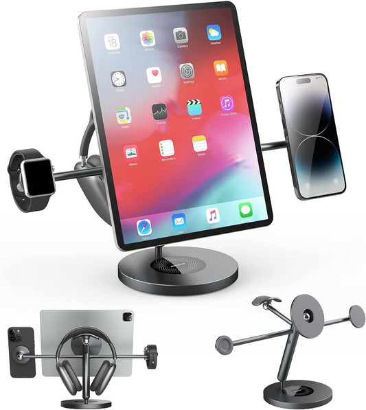 Nillkin Magnetic iPad Stand for Desk, Multifunctional Magnetic Attachment for iPad, iPhone, Apple Watch and Headphones, Design for The Multi-Screen Collaboration, Adjustable for Work, Study and Play