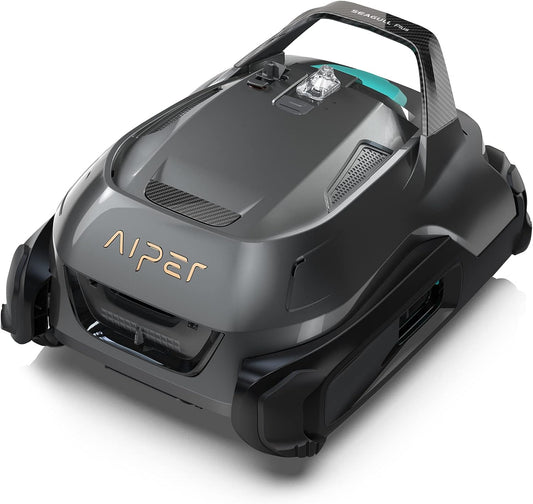 AIPER Seagull Plus Cordless Robotic Pool Cleaner, LED Indicator, 110 Minute Battery Life, Auto-Parking Technology, Stronger Power Suction, Ideal for Above-Ground Pools up to 1300 Sq.ft