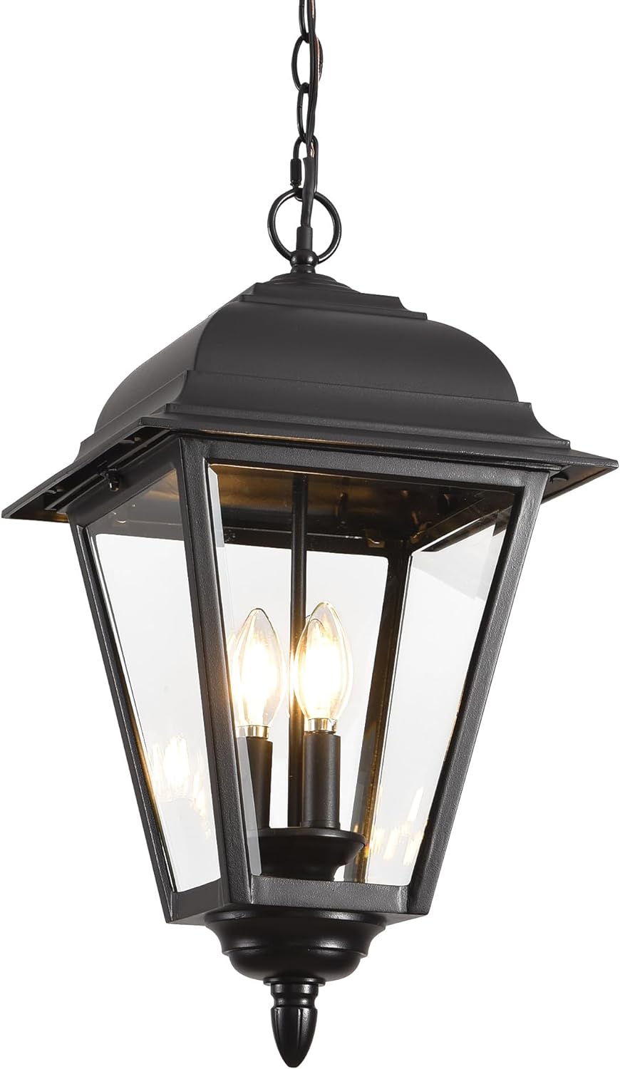 Smeike Outdoor Pendant Light, 3-Light Exterior Hanging Porch Light, Extra Large Outdoor Hanging Light Fixture with Clear Glass, Waterproof Black