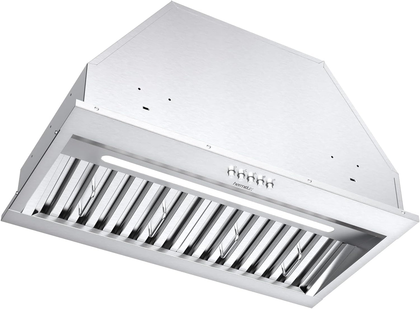 Hermitlux 30 inch Insert Range Hood with 3 Speed Exhaust Fan, Stainless Steel Range Hoods From Ducted Convertible Ductless, Vent Hood with LED Light