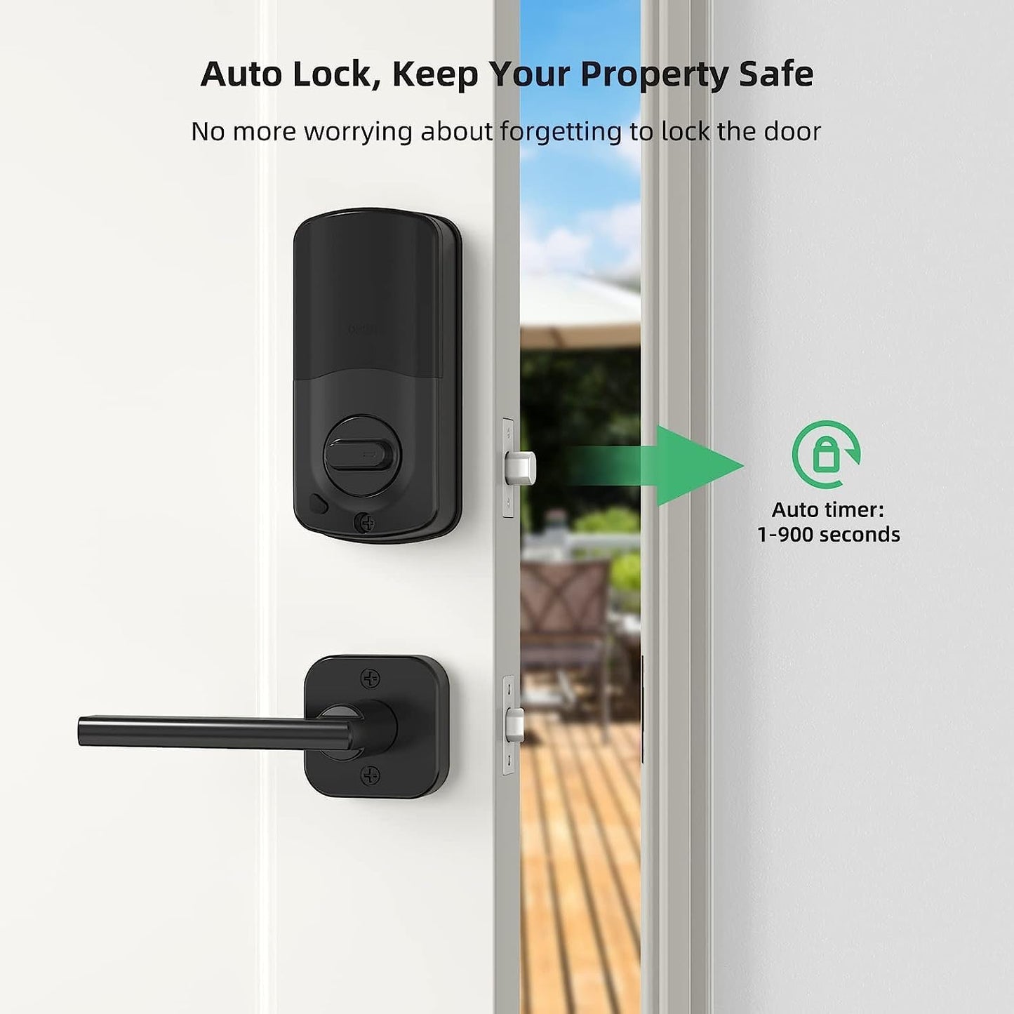 Smart Door Lock Set for Front Door, NUTOMO Keyless Fingerprint Entry Door Lock with Handle, Electronic Deadbolt Digital Keypad for Home Airbnb, Bluetooth APP Remote Control Auto Lock IC Fob