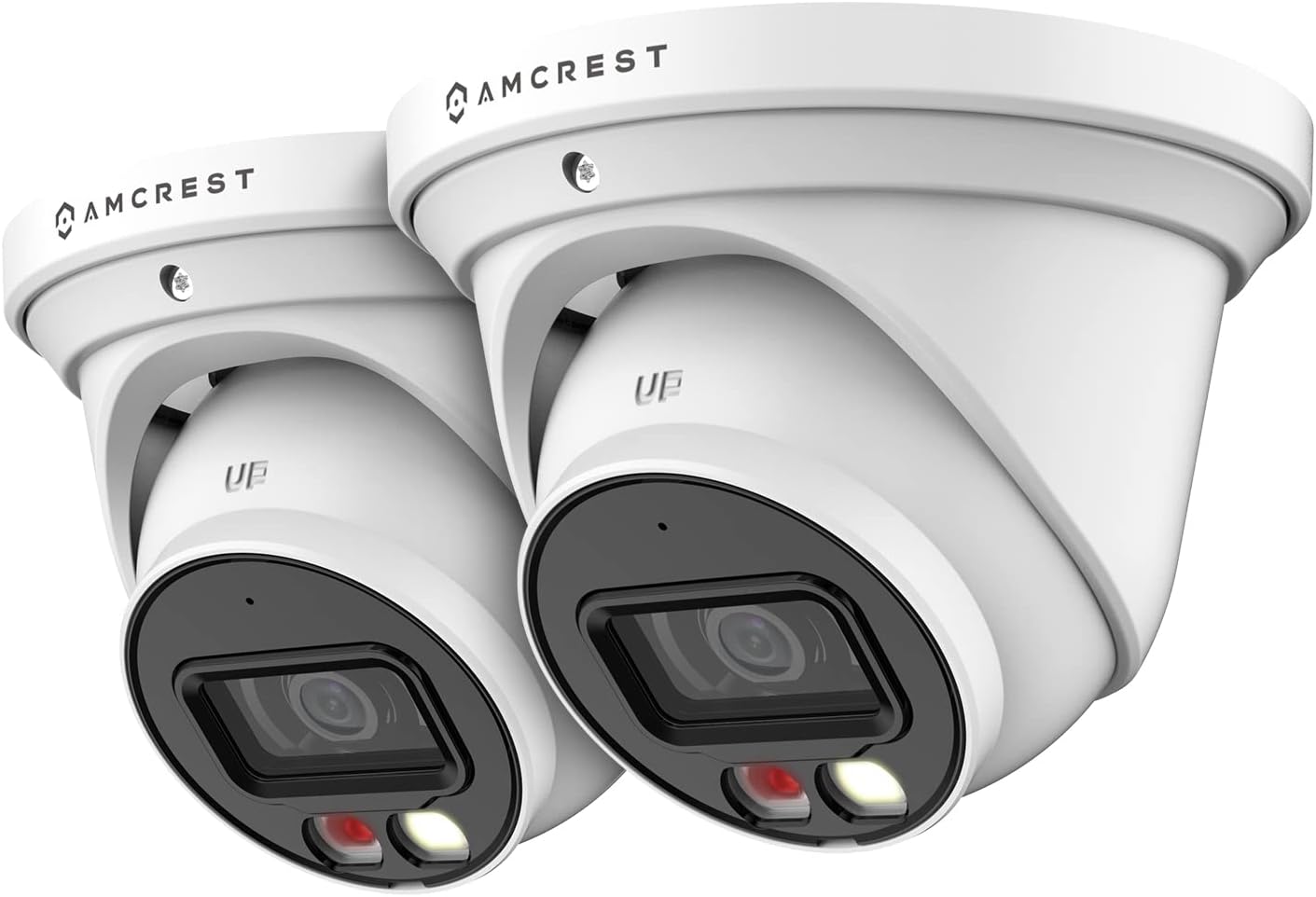 Amcrest 2-Pack UltraHD 4K (8MP) IP PoE AI Camera, 49ft Nightcolor, Security Outdoor Turret Camera, Built-in Mic, Human Detection, Active Deterrent, 129 FOV, 4K@15fps