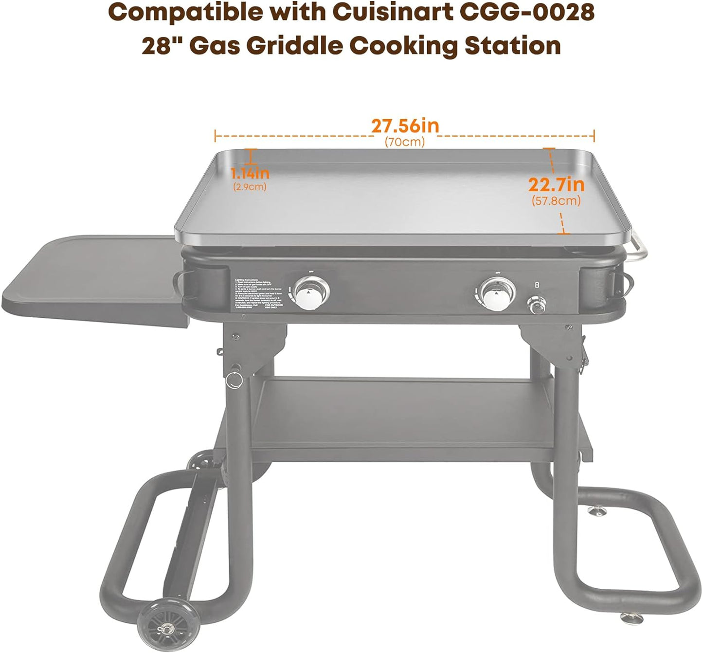 Stanbroil Flat Top Griddle Gas Grill Griddle for Cuisinart CGG-0028 28' 2-Burner Propane Gas Griddle, Stainless Steel Griddle Replacement Top with Dual Grease Management System - 28-Inch