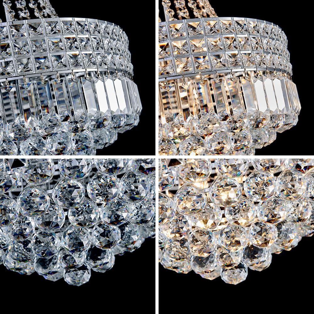 LIZZTREE Modern Empire Style K9 Crystal Chandeliers Light - D19.6 inch, 12 Lights Ceiling Haning Chandelier, Pendant Lighting for Living Room, Dining