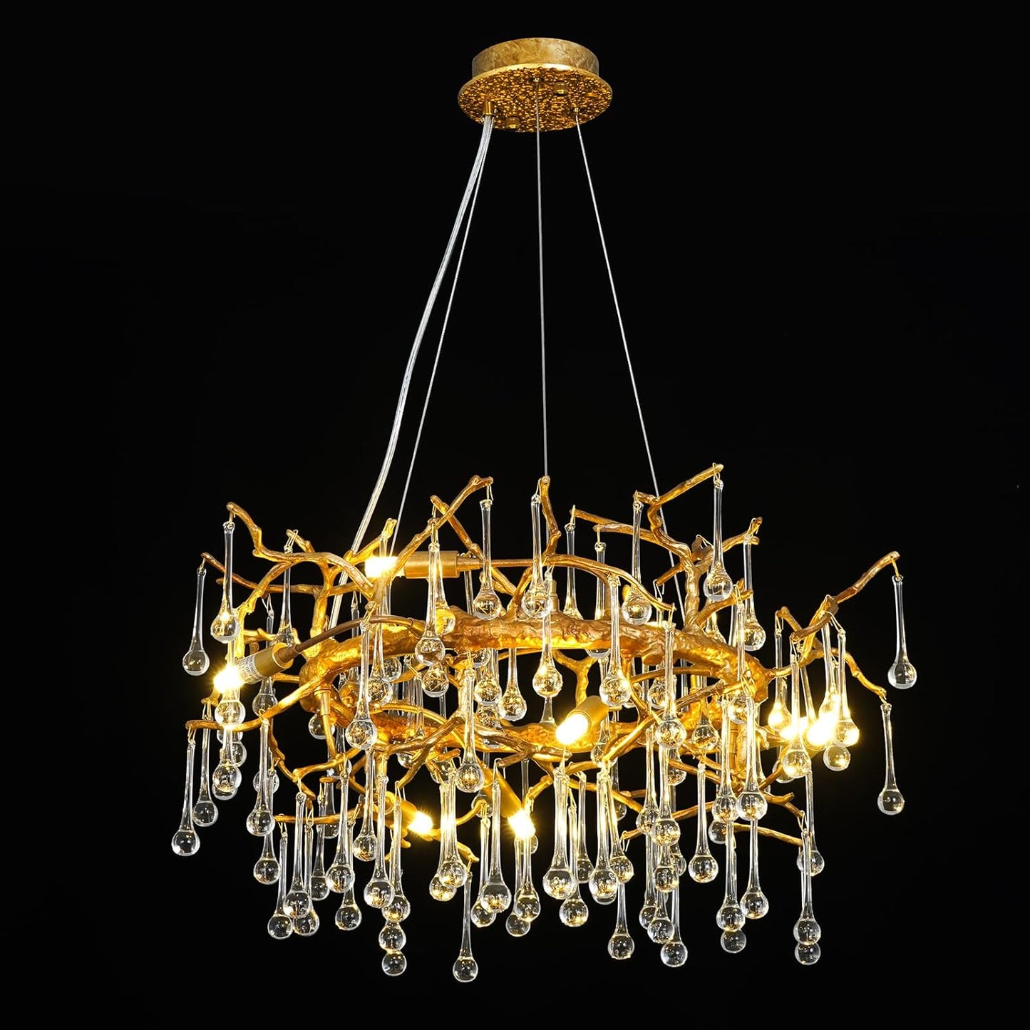 CHGUOSZ Crystal Chandelier Antique Bronze Gold Crystal Chandelier for Dining Room,Ceiling Pendant Light Fixture for Living Bedroom Hall Farmhouse Foyer 24 inch,Chain Adjustable (24 inch)