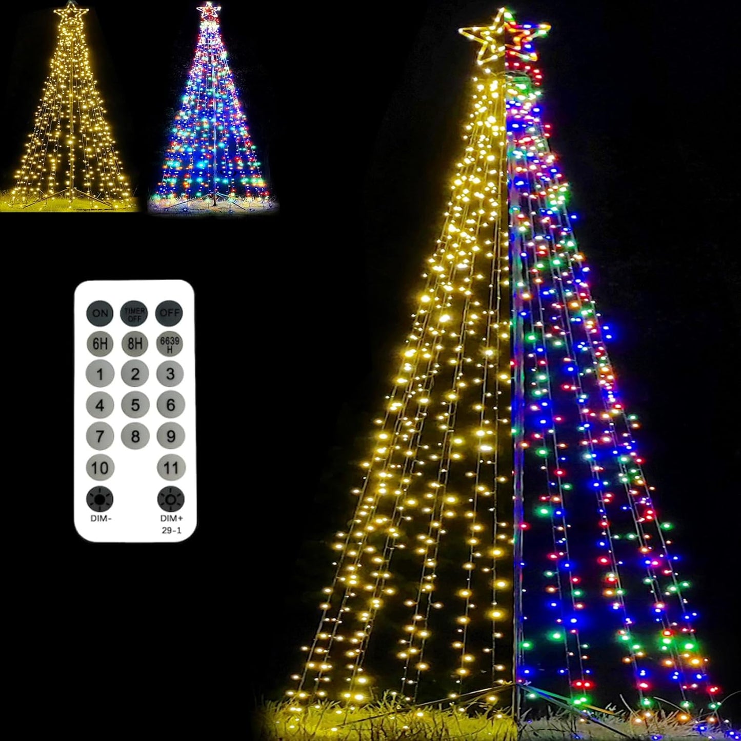 Outdoor Lighting Christmas Tree Lights Cone Tall Star Topped Artificial Christmas Trees Arbol de Navidad Outside Decor for Xmas New Year Holiday