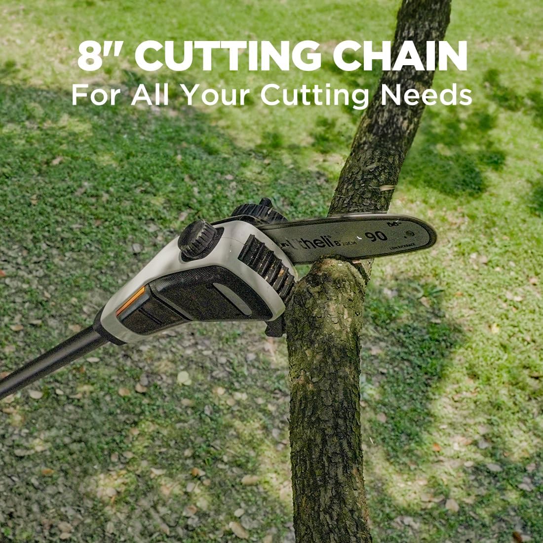 Litheli U20 Pole Saw for Tree Trimming, 8'' Electric Cordless Pole Saws, Battery Tree Trimmer 27.5ft/s Cutting Speed with 2.5Ah Battery for Branch Cutting, Trimming, Pruning