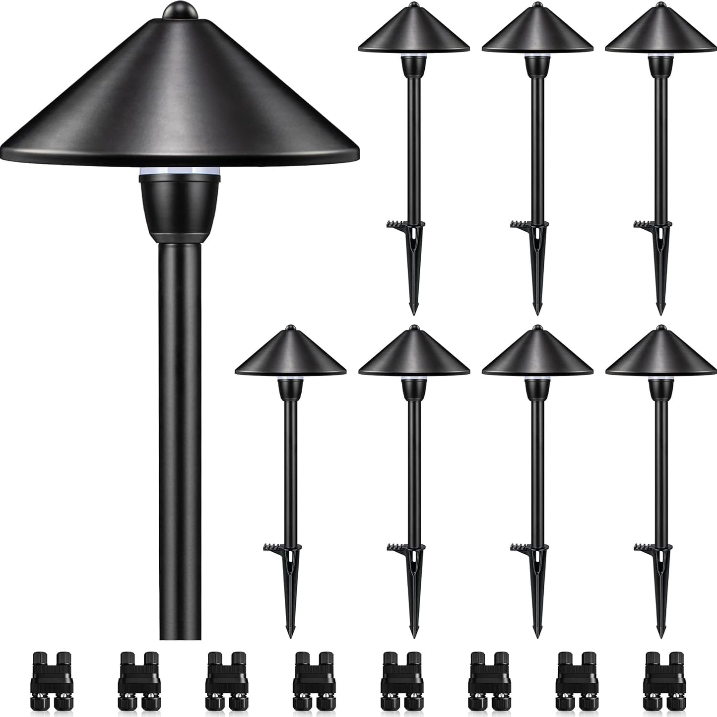 SUNVIE 8-Pack Low Voltage Landscape Pathway Lights 12-24V 3W LED Landscape Lighting 3000K Outdoor Pathway Lighting IP65