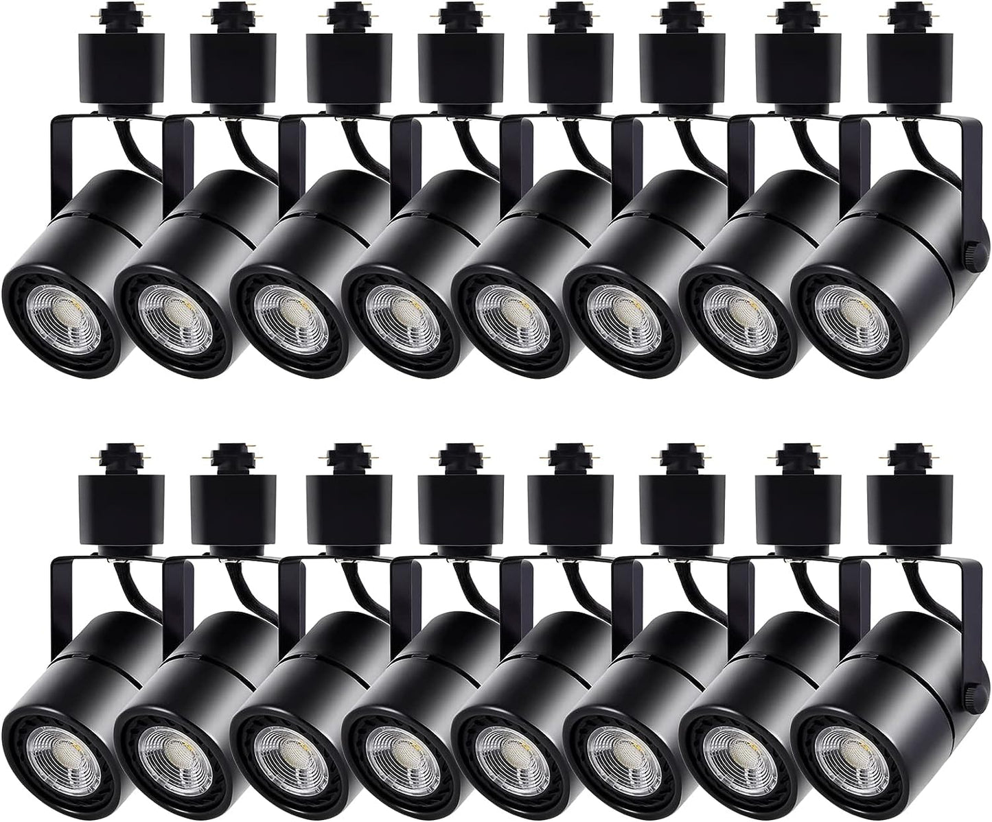 MOCAOIRE Track Lighting Heads, 10W 4000K Cool White Dimmable Bright LED Track Lighting Fixtures for Accent Retail Kitchen Artwork,120V Linear Track Light H Type-CRI90+ 24 White - 16 Pack (Black)