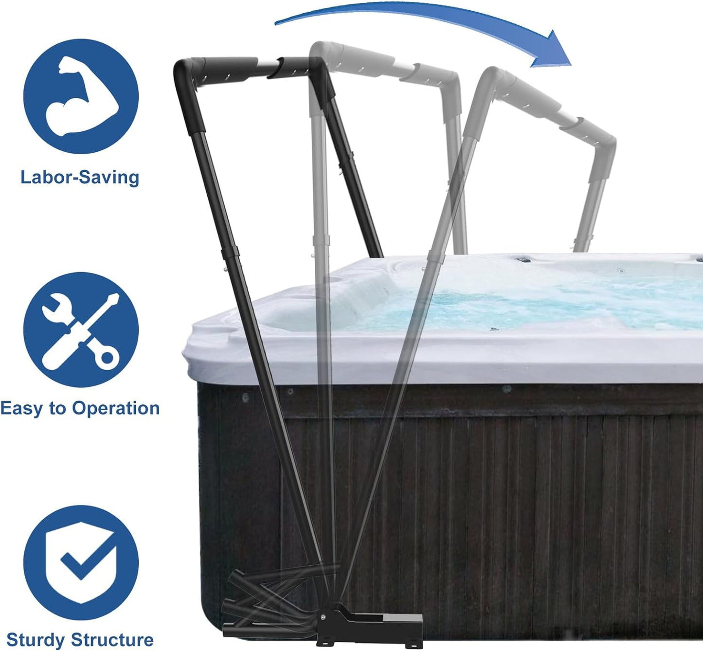 Hot Tub Cover Lifter, Spa Cover Lift, Hot Tub Cover Lift Removal System Height 31-41 Inch Adjustable, Fit for Most Spa Hot Tubs