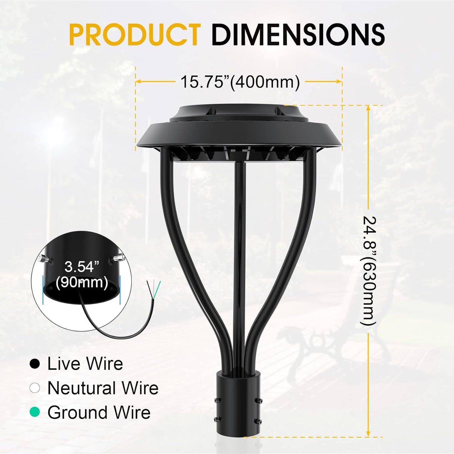 KINSNG Led Post Top Light with Dusk to Dawn Photocell, LED Circular Area Light 100W 14,000Lm 5000K Daylight[Equivalant to 400W] Outdoor Post Pole Light IP65 for School Yard Garden ETL DLC Li