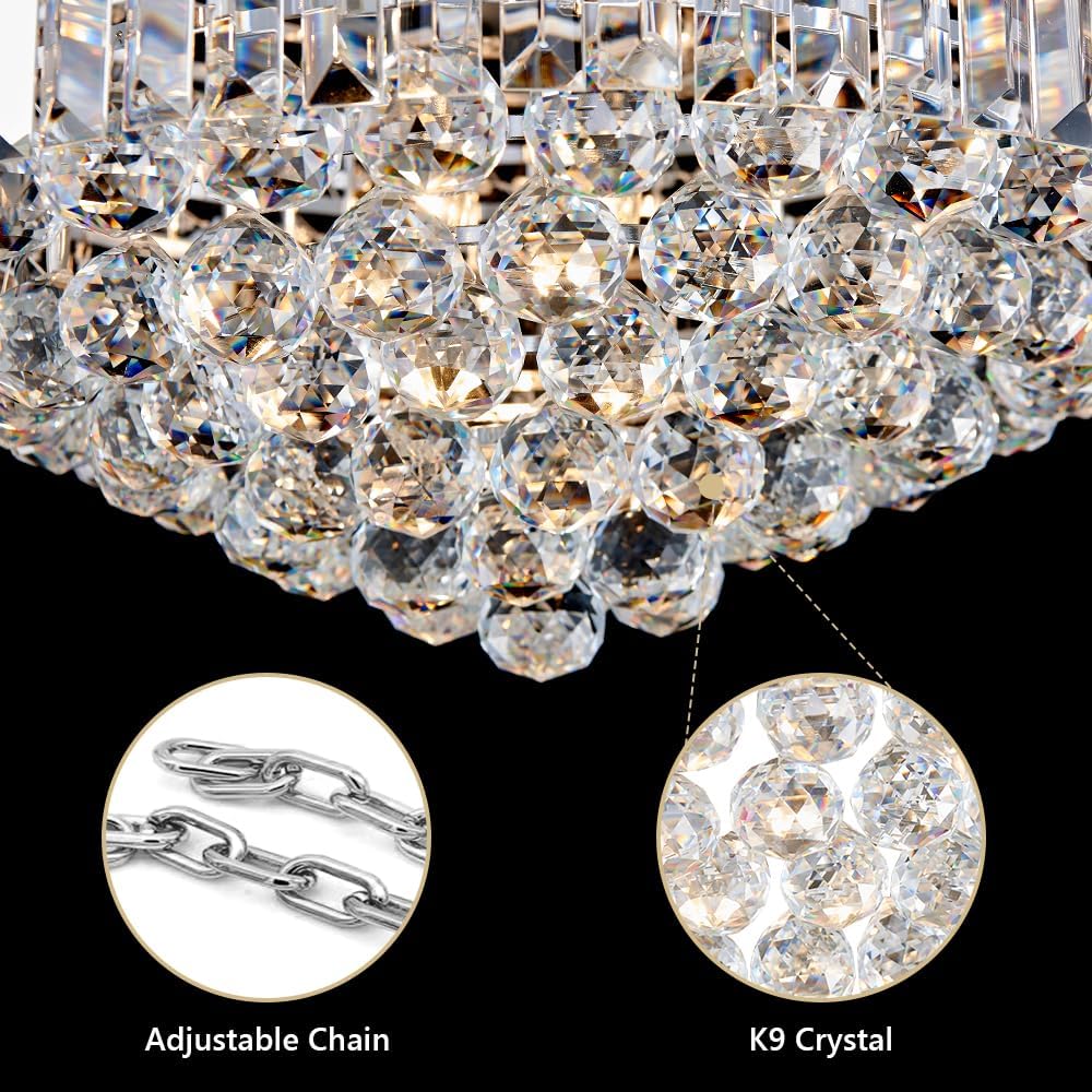 LIZZTREE Modern Empire Style K9 Crystal Chandeliers Light - D19.6 inch, 12 Lights Ceiling Haning Chandelier, Pendant Lighting for Living Room, Dining