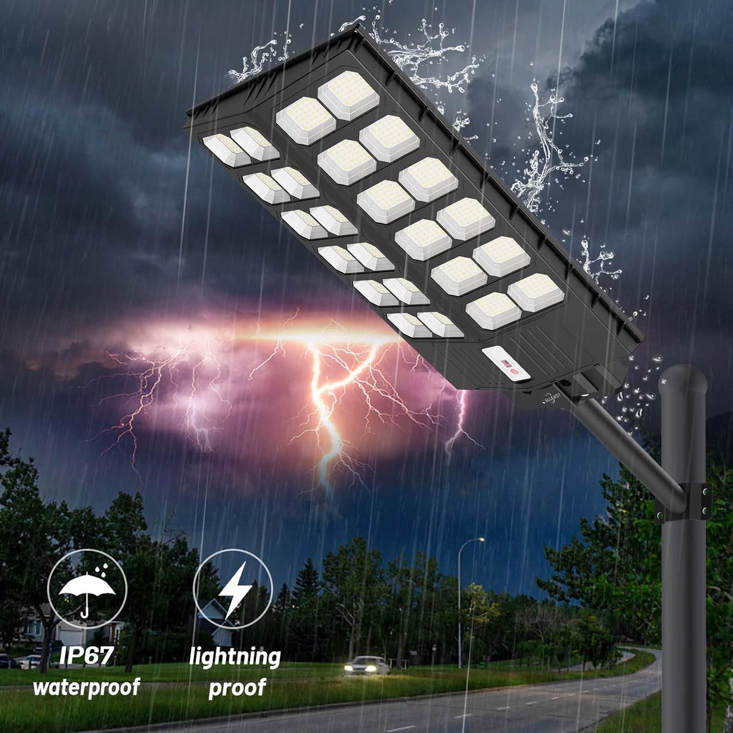 1800W Solar Street Light Outdoor Waterproof, 180000Lm Solar Parking Lot Lights Dusk to Dawn with Motion Sensor Remote Control, LED Security Flood Lights