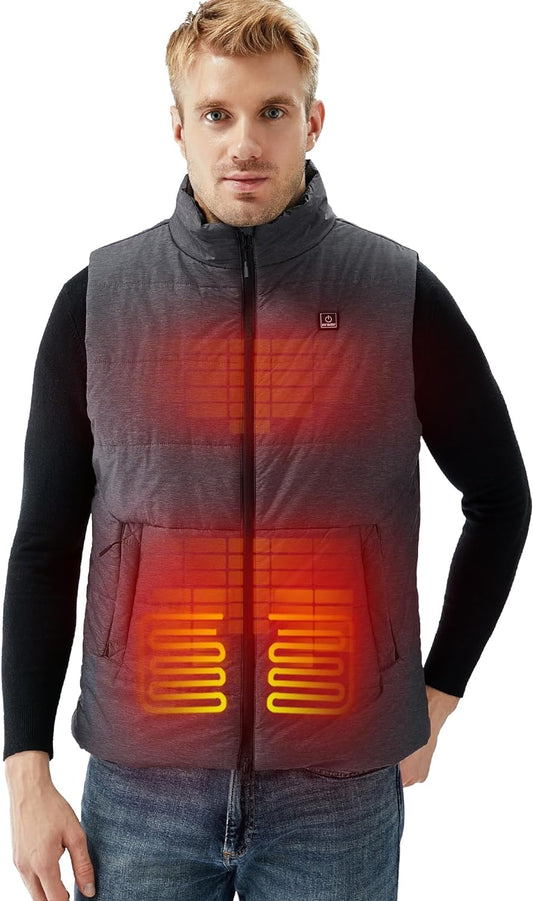 DEWBU Heated Vest for Men with 12V Battery Pack, Multiple Power Supply Methods Lightweight Heated Insulated Clothes (Large, Men's Grey)