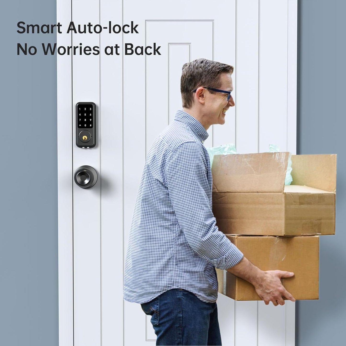 Smart Front Door Lock Set - Keyless Entry Door Lock Smart Lock with Touchscreen Keypads Bluetooth Electronic Digital Deadbolt with Knob with Keys,App,Key Fobs for