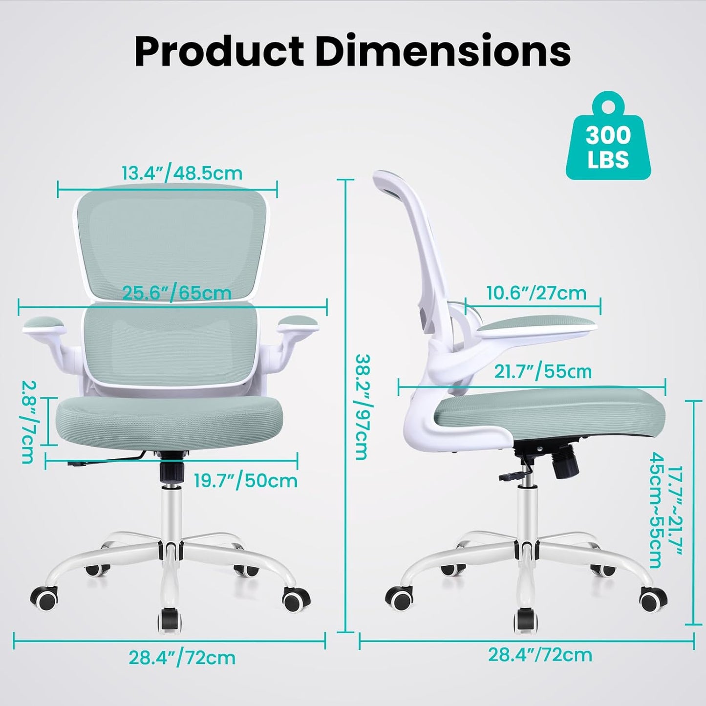 Razzor Office Chair, Ergonomic Desk Chair with Lumbar Support and Adjustable Armrests, Breathable Mesh Mid Back Computer Chair, Reclining Task Chair