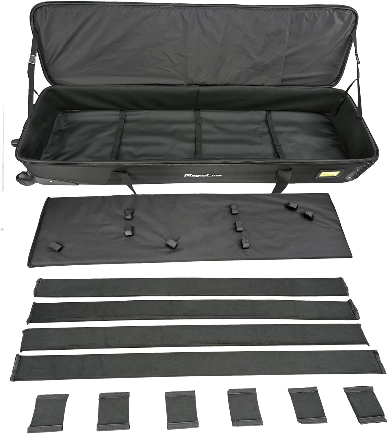 MagicLine Rolling Case for Three&nbsp;C Stands with Removable Base 56.3x15.7x8.7 inch/143x40x22 cm, Studio Trolley Case, Carrying Bag with Wheels for C stands, Light Stands and Tripods