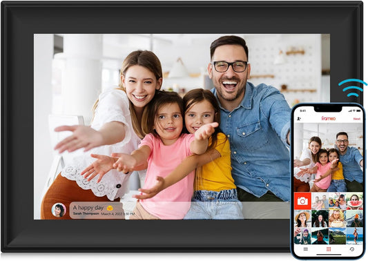 FRAMEO 10.1 Inch Smart WiFi Digital Photo Frame 1280x800 HD IPS LCD Touch Screen, Auto-Rotate, Motion Sensor, Built in 16GB Memory, Share Moments Instantly via Frameo App from Anywhere