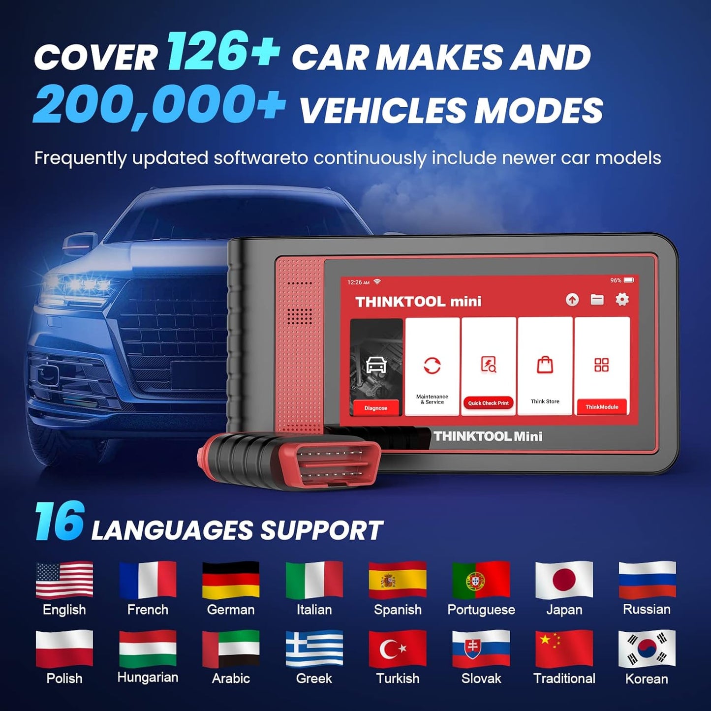 Thinktool Mini 2 All System Diagnostic Tool 28 Services, Bi-Directional Scan Tool Diagnostic Scanner ECU Coding/Active Test/Free Lifetime Update, Upgraded of Thinktool Mini/CANFD