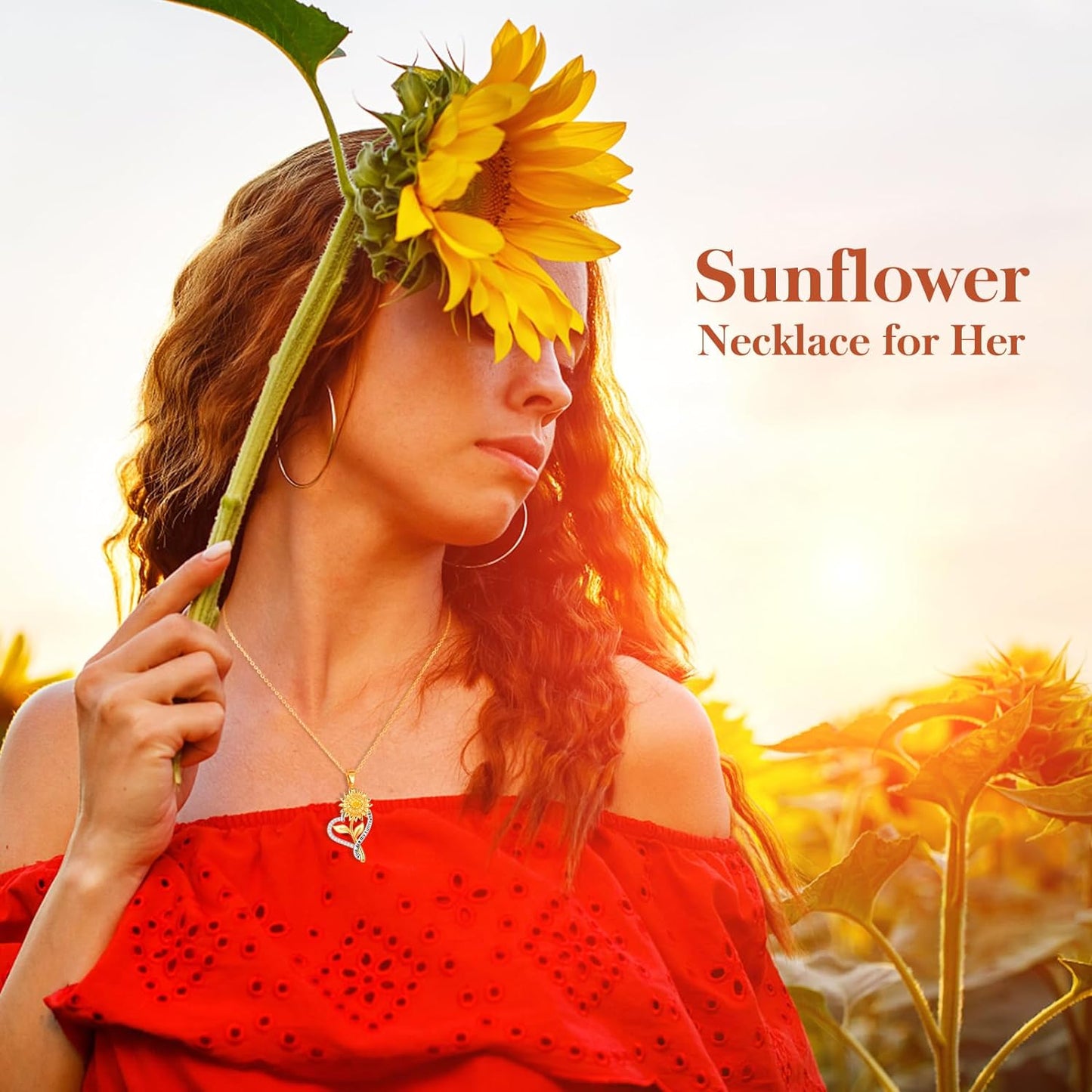 Sunflower Necklace for Women, 18k Gold Plated S925 Sterling Silver Sunflower Jewelry for Women, You Are My Sunshine Necklace for Girls, Anniversary Necklaces for Wife Girlfriend Mom Jewelry Gift fo