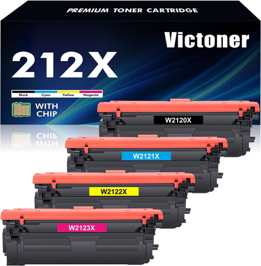 212X Toner Cartridge 4 Pack Compatible Replacement for HP 212X 212A W2120X W2120A for HP Color Enterprise M555dn M554dn M555x MFP M578f M578dn Flow MFP M578c M578z Printer (Black Cyan