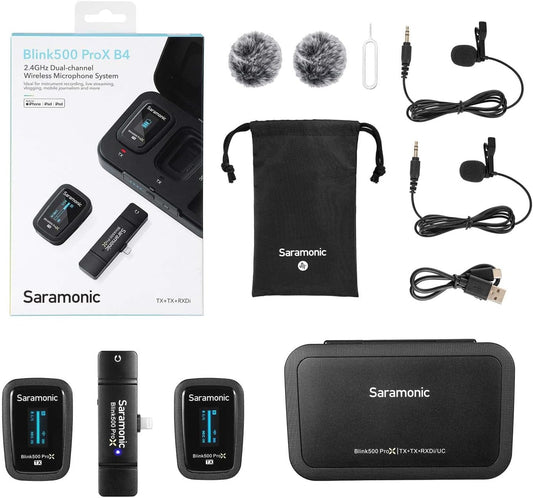 Saramonic 2-Person Wireless Mic System with Lavaliers & Lightning Receiver for iPhone & iPad (Blink 500 Prox B4) (Dual - Lightning Receiver)