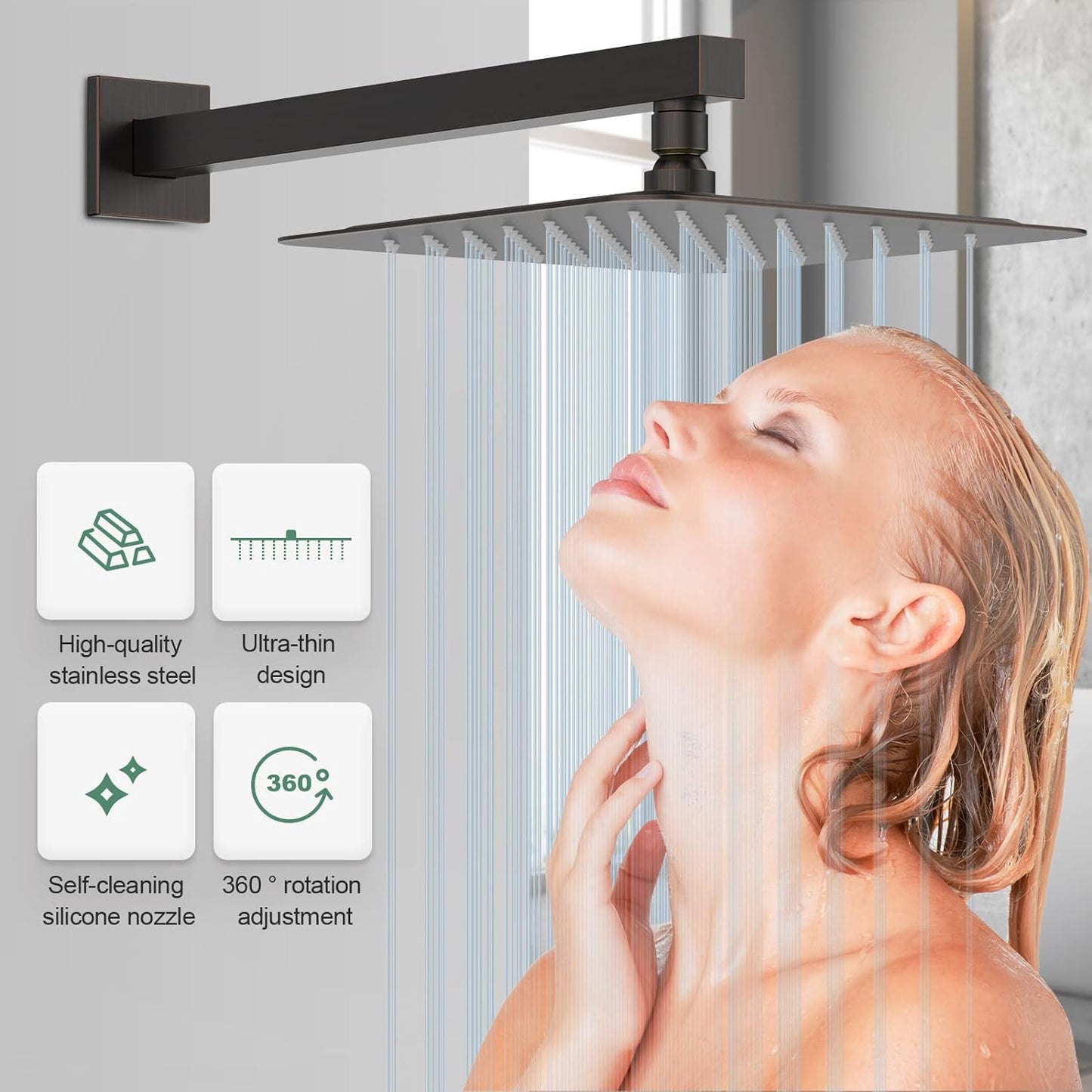 Rain Shower Faucet System Set: Rainfall Shower Faucets Sets Complete Shower Combo Set, Wall Mounted Modern Luxury Shower Systems with Rain Shower and