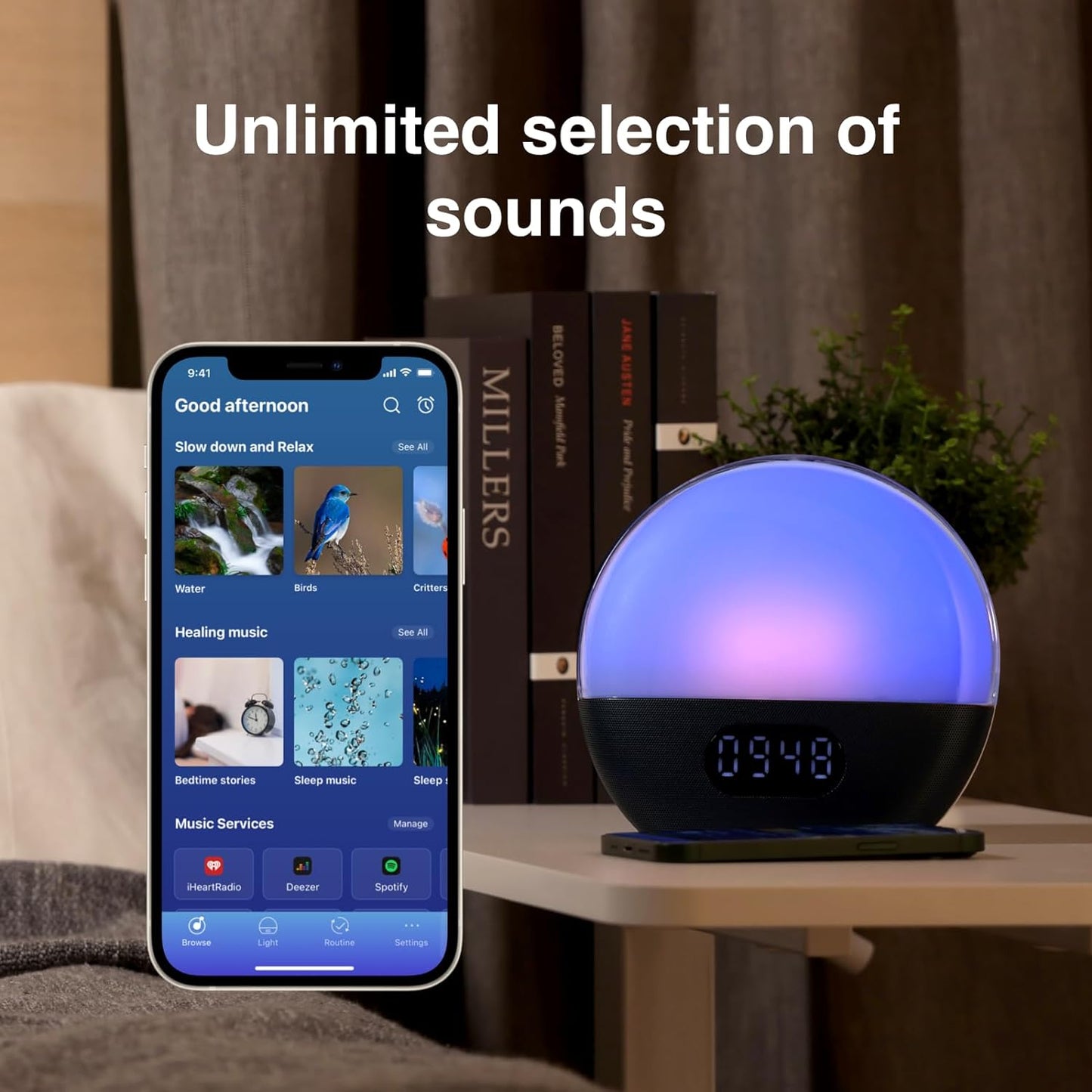 WiiM Wake-up Light, Alexa Built-in, Unlimited Sound Choices, All-in-One Sunrise Alarm Clock, Sound Machine, Sleep Routines and More -Sea Blue Green (Sea Blue Green)