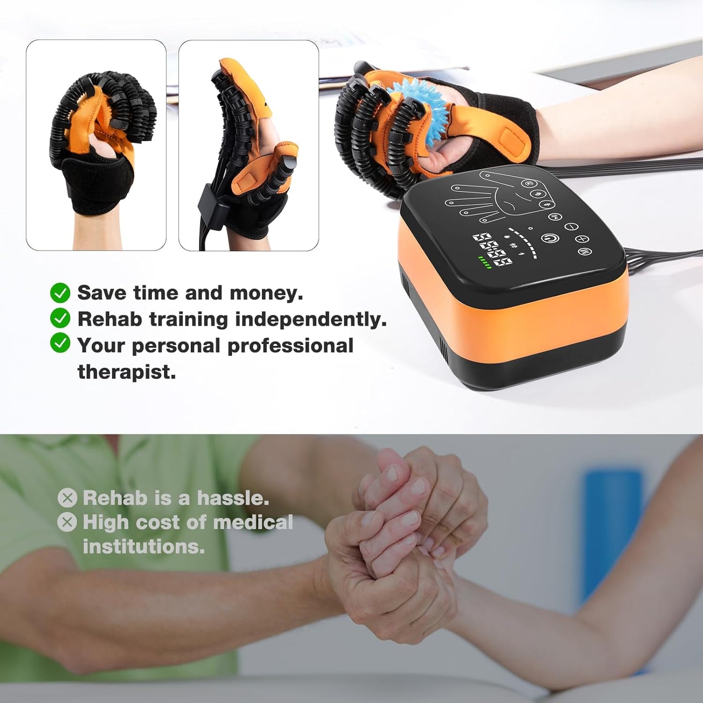 Stroke Recovery Equipment Hand Paralysis Rehabilitation Finger Rehab Robotic Gloves For Stiffness Paralyzed Hand Training At Home(Right Hand-M)