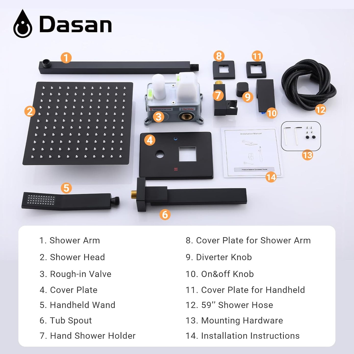 DASAN Tub Shower Faucets Sets Complete Polished Chrome Bathtub Shower System with Tub Spout, Bathtub Faucet Set Tub and Shower Faucet Combo Trim Kit