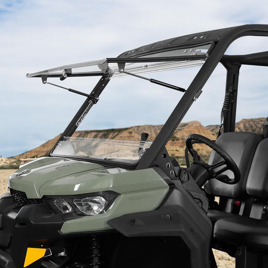 KEMIMOTO 3-in-1 Flip Windshield Front Windscreen Compatible with Can Am Defender HD5/ HD8/ HD10/ Max- 1/ 5' Thick Polyc