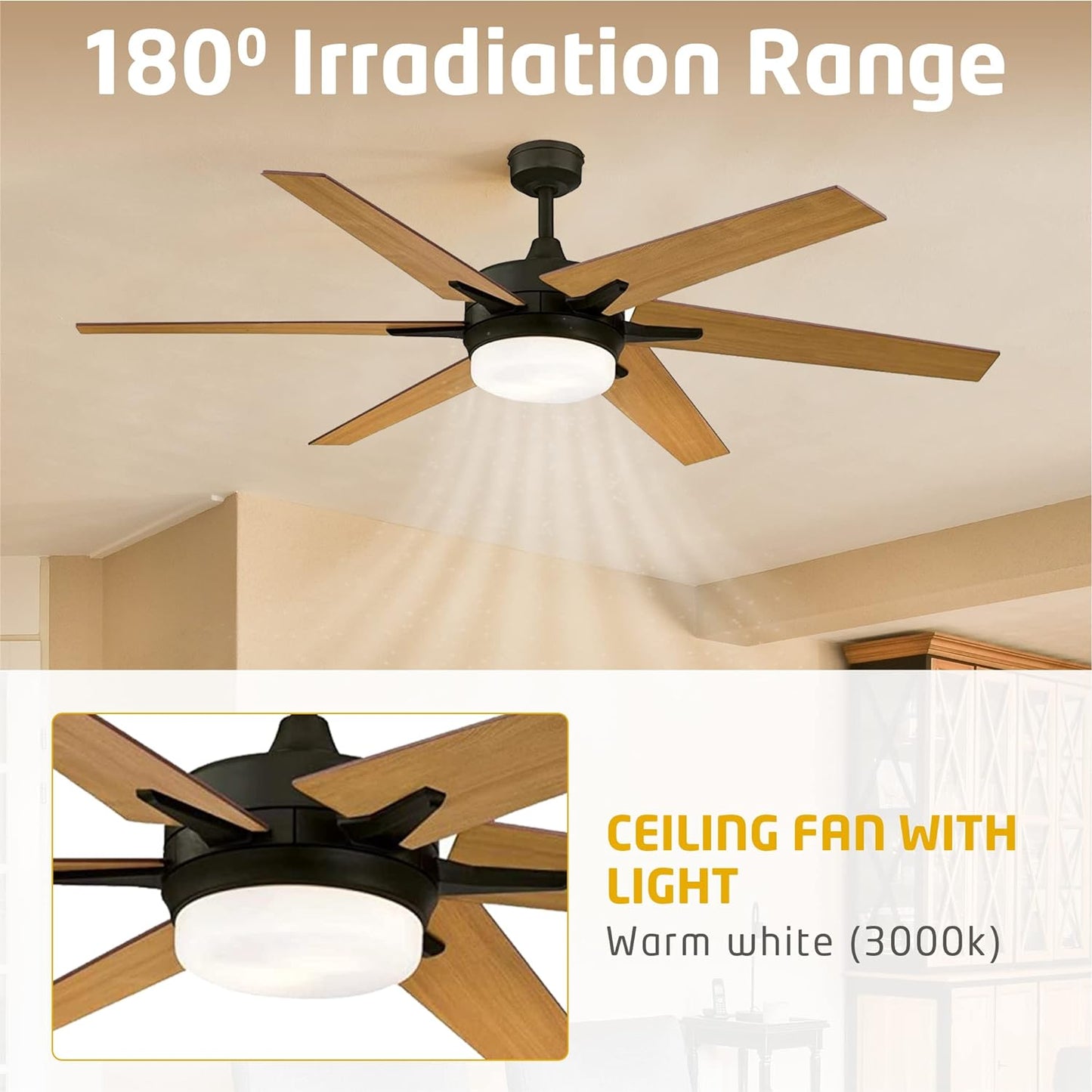 Ciata 60-inch Ceiling Fans with Lights  Smart Ceiling Fan for Bedroom/Living Room  Advanced Ceiling Fan with Remote Compatible with Alexa/Google Home  Wi-Fi Fans for Home  Black Bronze Finish (6