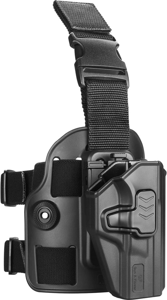 M&P 9 Drop Leg Holster, Level II Retention Index Finger Release, Fit Smith & Wesson M&P 9MM/.40 M2.0 Full Size 4.25'' and M2.0 Compact 4'', Tactical Thigh Holster, Toolless Adjustment