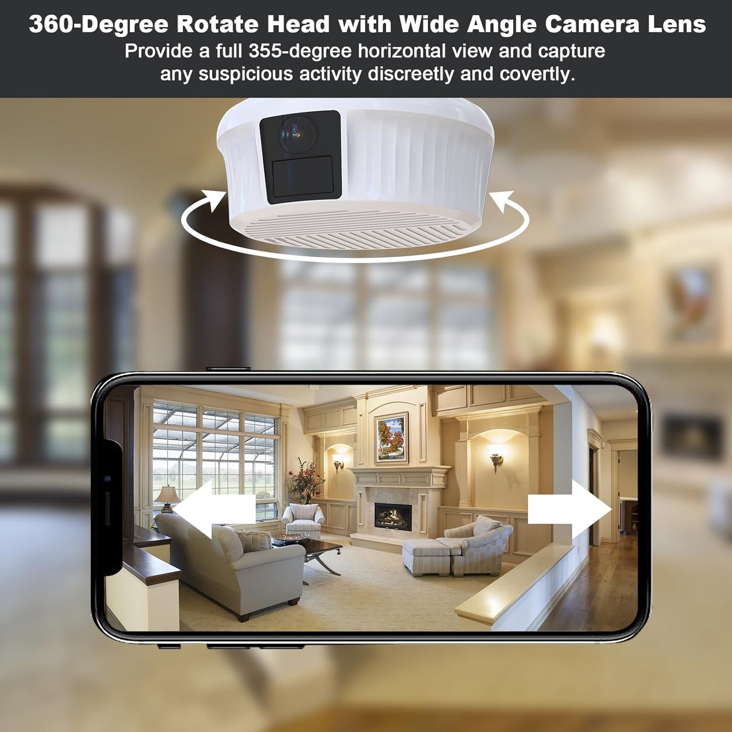 FUVISION 360 Rotatable View Camera for Home Security,2.7K Wi-FI Indoor Battery Camera with 10000mAH Battery,Night Vision,Human/Motion Detect,Siren