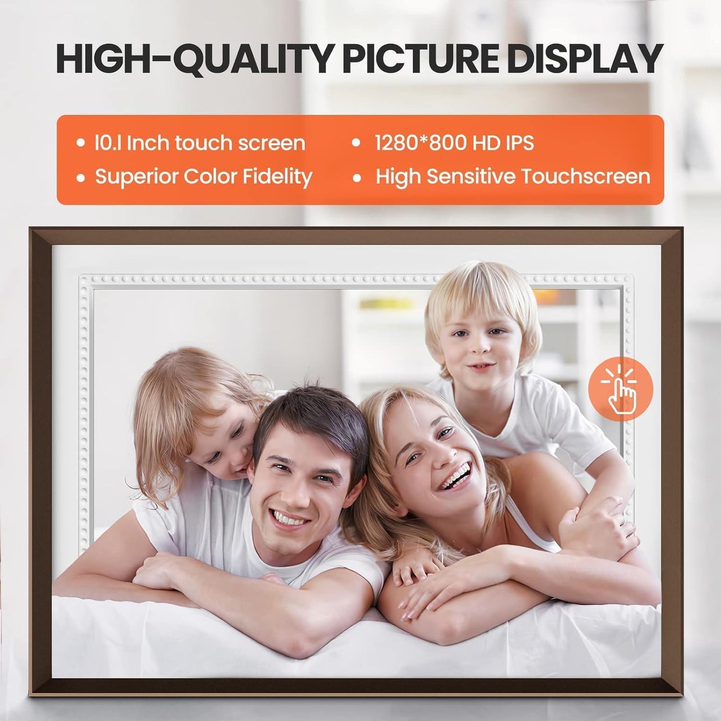 Jazeyeah 10.1 Digital Picture Frame 1280 * 800 HD Touch Screen, 16GB Storage Capacity, Easy to Record Life's Little by Little, is a Precious Gift for Friends and Family